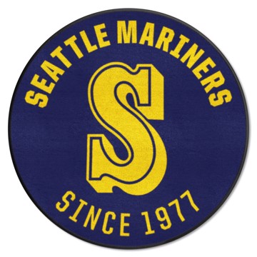 Wholesale-Seattle Mariners Roundel Mat - Retro Collection MLB Accent Rug - Round - 27" diameter SKU: 2192