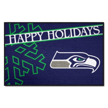 Wholesale-Seattle Seahawks Happy Holidays Starter Mat NFL Accent Rug - 19" x 30" SKU: 17650