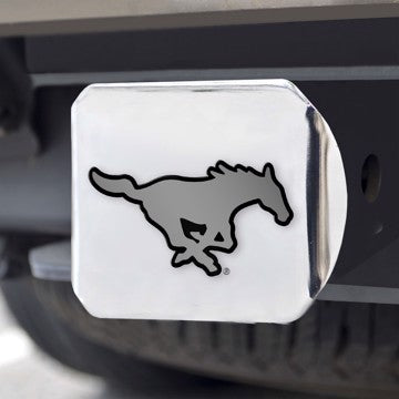 Wholesale-SMU Hitch Cover - Chrome SMU Mustangs Chrome Metal Hitch Cover with Chrome Metal 3D Emblem SKU: 33280