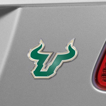 Wholesale-South Florida Embossed Color Emblem University of South Florida Embossed Color Emblem 3.25” x 3.25” - "Bull" Logo SKU: 60580
