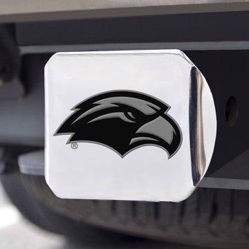 Wholesale-Southern Miss Hitch Cover University of Southern Mississippi Chrome Emblem on Chrome Hitch Cover - 6"x6"x6" SKU: 25693
