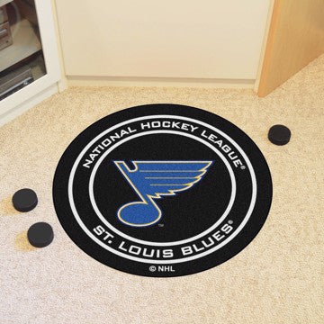 Wholesale-St. Louis Blues Puck Mat NHL Accent Rug - Round - 27" diameter SKU: 10594