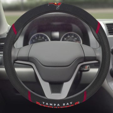 Wholesale-Tampa Bay Buccaneers Steering Wheel Cover NFL Universal Fit - 14.5" to 15.5" SKU: 15629