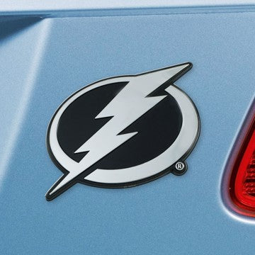 Wholesale-Tampa Bay Lightning Emblem - Chrome NHL Exterior Auto Accessory - Chrome Emblem - 2" x 3.2" SKU: 25109