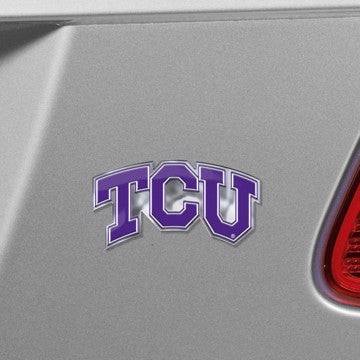 Wholesale-TCU Embossed Color Emblem 2 Texas Christian University Embossed Color Emblem 2 3.25” x 3.25 - "TCU" Logo SKU: 60660