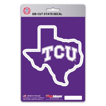 Wholesale-TCU State Shape Decal Texas Christian University State Shape Decal 5” x 6.25” - "TC" Logo / Shape of Texas SKU: 61356