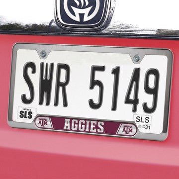 Wholesale-Texas A&M Embossed License Plate Frame NCAA - 12.25” x 6.25” SKU: 63368
