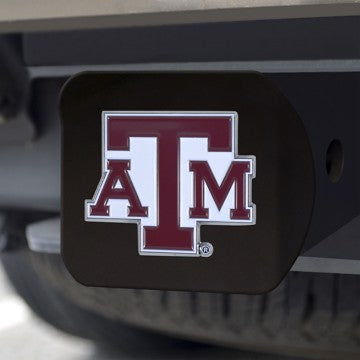 Wholesale-Texas A&M Hitch Cover Texas A&M University Color Emblem on Black Hitch 3.4"x4" - "ATM" Logo SKU: 22826