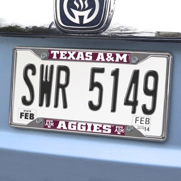 Wholesale-Texas A&M License Plate Frame Texas A&M University License Plate Frame 6.25"x12.25" - "ATM" Logo & Wordmark SKU: 14895