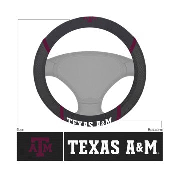 Wholesale-Texas A&M Steering Wheel Cover Texas A&M University Steering Wheel Cover 15"x15" - "ATM" Logo & "Texas A&M" Wordmark SKU: 14894