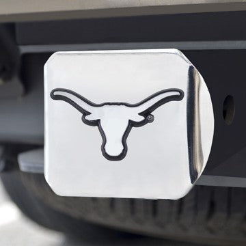 Wholesale-Texas Hitch Cover University of Texas Chrome Emblem on Chrome Hitch 3.4"x4" - "Longhorn" Logo SKU: 14999