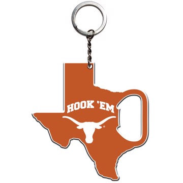 Wholesale-Texas Keychain Bottle Opener University of Texas Keychain Bottle Opener 3” x 3” - "Longhorn" Primary Logo / Shape of Texas SKU: 62521