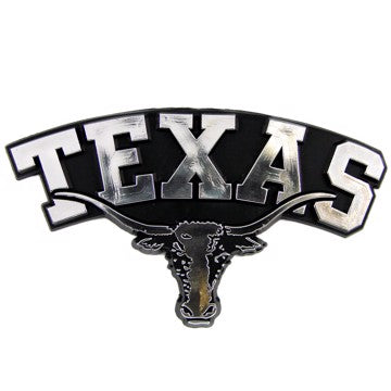 Wholesale-Texas Molded Chrome Emblem University of Texas Molded Chrome Emblem 3.25” x 3.25 - "Longhorn" Logo & "Texas" Wordmark SKU: 60376