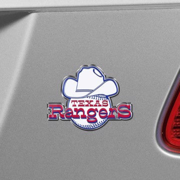 Wholesale-Texas Rangers Embossed Color Emblem 2 MLB Exterior Auto Accessory - Aluminum Color SKU: 60587