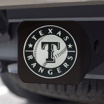 Wholesale-Texas Rangers Hitch Cover MLB Chrome Emblem on Black Hitch - 3.4" x 4" SKU: 26733