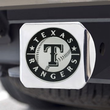 Wholesale-Texas Rangers Hitch Cover MLB Chrome Emblem on Chrome Hitch - 3.4" x 4" SKU: 26735