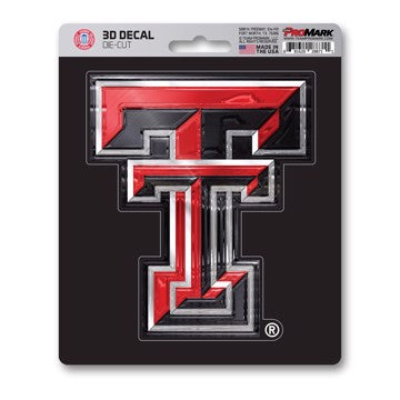 Wholesale-Texas Tech 3D Decal Texas Tech University 3D Decal 5” x 6.25” - "TT" Logo SKU: 62839