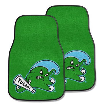Wholesale-Tulane Green Wave 2-pc Carpet Car Mat Set 17in. x 27in. - 2 Pieces SKU: 5418
