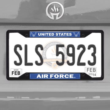 Wholesale-U.S. Air Force License Plate Frame - Black Air Force - NHL - Black Metal License Plate Frame SKU: 31293