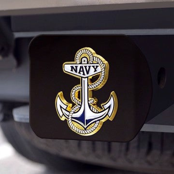 Wholesale-U.S. Naval Academy Hitch Cover Navy Color Emblem on Black Hitch 3.4"x4" - "Anchor" Logo SKU: 24388