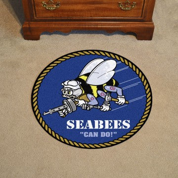 Wholesale-U.S. Navy Round Mat U.S. Navy Round Mat 27" diameter - "Seabees" Logo SKU: 8092