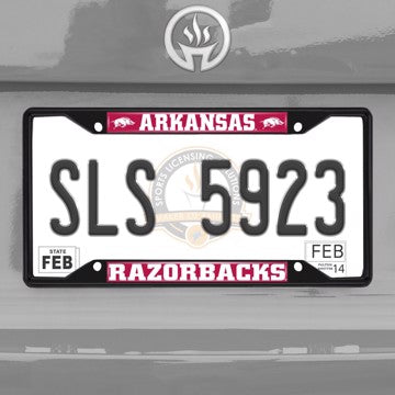 Wholesale-University of Arkansas License Plate Frame - Black Arkansas - NCAA - Black Metal License Plate Frame SKU: 31245