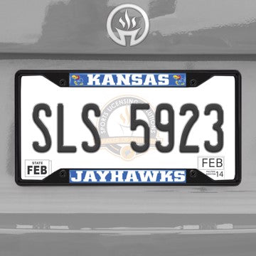 Wholesale-University of Kansas License Plate Frame - Black Kansas - NCAA - Black Metal License Plate Frame SKU: 31256