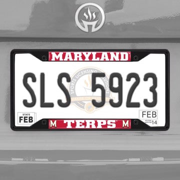 Wholesale-University of Maryland License Plate Frame - Black Maryland - NCAA - Black Metal License Plate Frame SKU: 31262