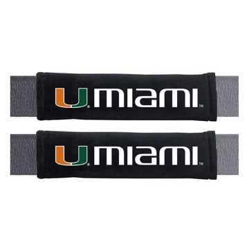 Wholesale-University of Miami Embroidered Seatbelt Pad - Pair Miami Hurricanes Embroidered Seatbelt Pad - 2 Pieces SKU: 32078