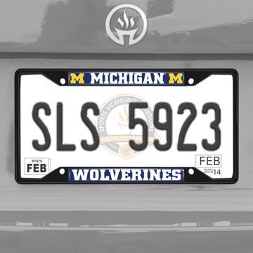 Wholesale-University of Michigan License Plate Frame - Black Michigan - NCAA - Black Metal License Plate Frame SKU: 31264