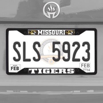 Wholesale-University of Missouri License Plate Frame - Black Missouri - NCAA - Black Metal License Plate Frame SKU: 31267
