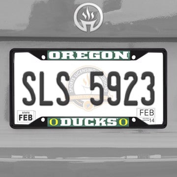 Wholesale-University of Oregon License Plate Frame - Black Oregon - NCAA - Black Metal License Plate Frame SKU: 31276