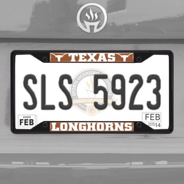 Wholesale-University of Texas License Plate Frame - Black Texas - NCAA - Black Metal License Plate Frame SKU: 31284