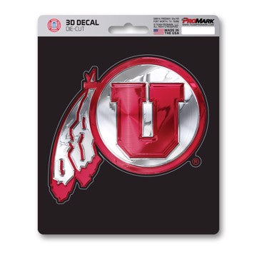 Wholesale-Utah 3D Decal University of Utah 3D Decal 5” x 6.25” - "Circle U & Feathers" Logo SKU: 62841