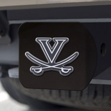 Wholesale-Virginia Hitch Cover University of Virginia Chrome Emblem on Black Hitch 3.4"x4" - "V with Swords" Logo SKU: 22847