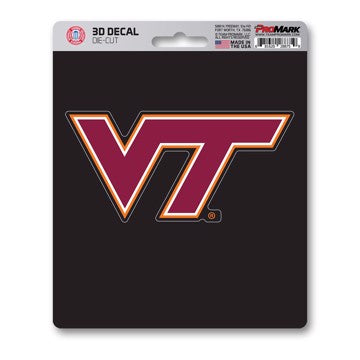 Wholesale-Virginia Tech 3D Decal Virginia Tech 3D Decal 5” x 6.25” - "VT" Logo SKU: 62843