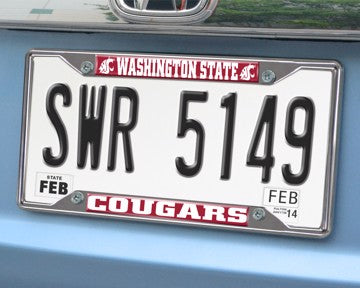 Wholesale-Washington State License Plate Frame Washington State University License Plate Frame 6.25"x12.25" - "WSU Cougar Head" Logo and Wordmark SKU: 16837