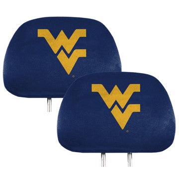 Wholesale-West Virginia Printed Headrest Cover West Virginia University Printed Headrest Cover 14” x 10” - "WV" Primary Logo SKU: 62080