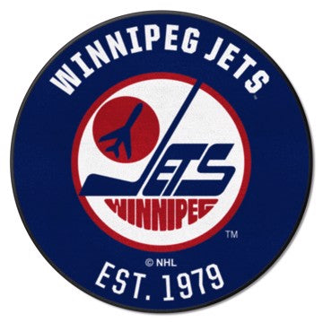 Wholesale-Winnipeg Jets Roundel Mat - Retro Collection NHL Accent Rug - Round - 27" diameter SKU: 35609
