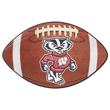 Wholesale-Wisconsin Badgers Football Mat NCAA Accent Rug - Shaped - 20.5" x 32.5" SKU: 36727