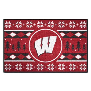 Wholesale-Wisconsin Badgers Holiday Sweater Starter Mat 19"x30" SKU: 25856