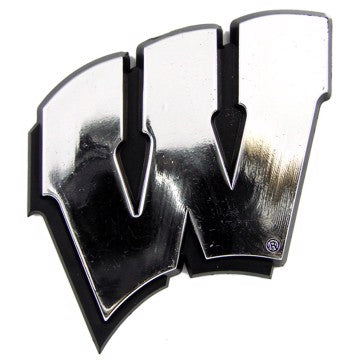 Wholesale-Wisconsin Molded Chrome Emblem University of Wisconsin Molded Chrome Emblem 3.25” x 3.25 - "W" Logo SKU: 60389