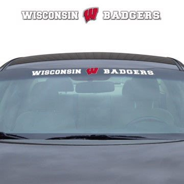 Wholesale-Wisconsin Windshield Decal University of Wisconsin Windshield Decal 34” x 3.5 - Primary Logo and Team Wordmark SKU: 61538
